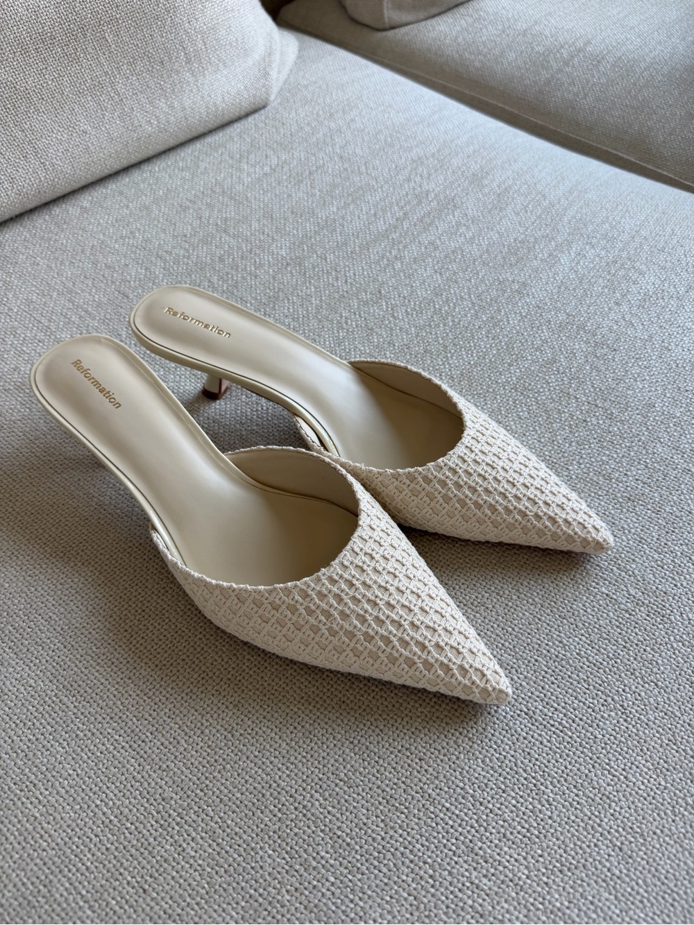 Reformation Wilda Kitten Mule Ivory - Size 9.5